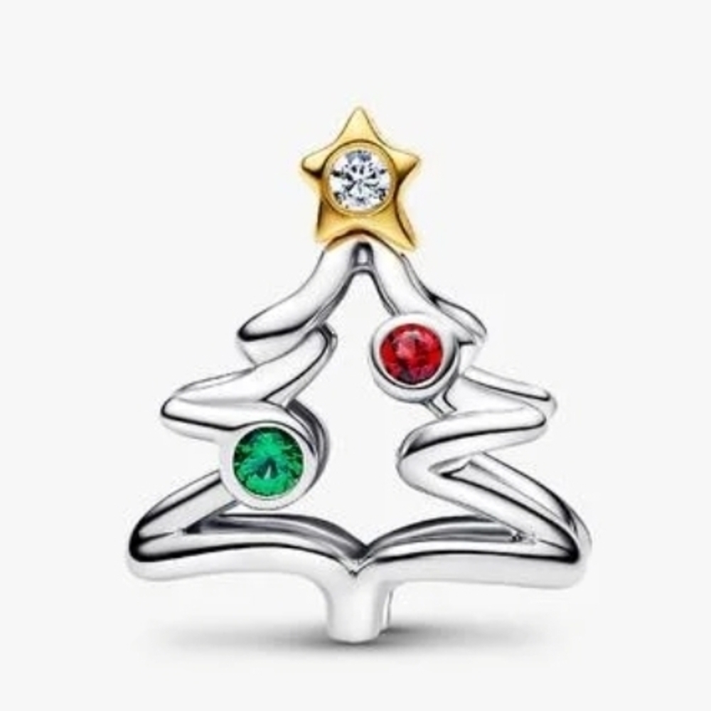 Authentic NEW Pandora Christmas Tree Charm 14KGP CZ S925ALE